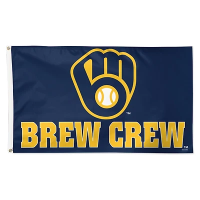 WinCraft Milwaukee Brewers 3' x 5' Single-Sided Deluxe Team Slogan Flag