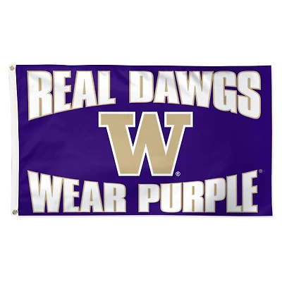 WinCraft Washington Huskies 3' x 5' Single-Sided Deluxe Team Slogan Flag