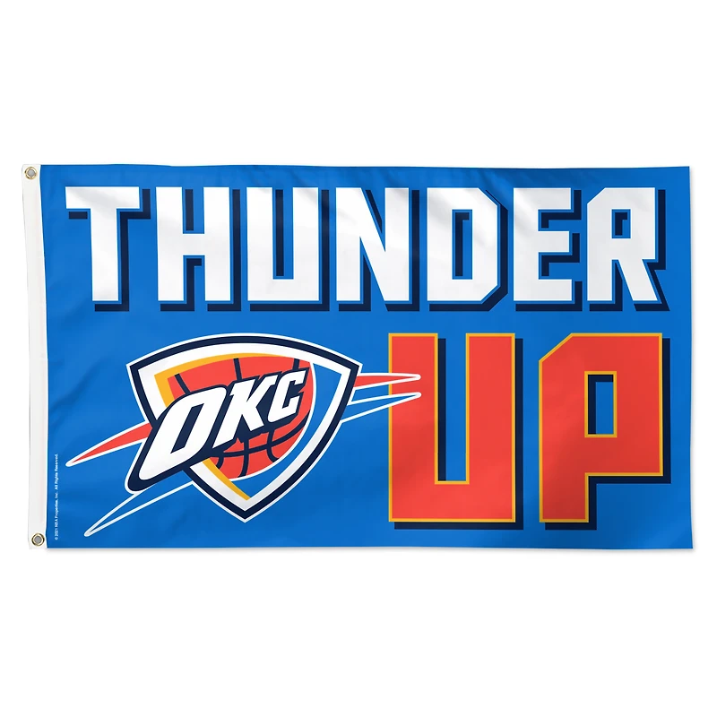 WinCraft Oklahoma City Thunder 3' x 5' Single-Sided Deluxe Team Slogan Flag