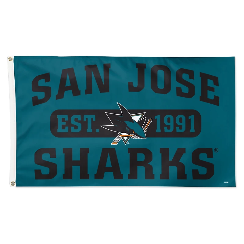 WinCraft San Jose Sharks 3' x 5' Single-Sided Franchise Establishment Deluxe Flag