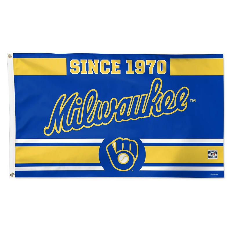 WinCraft Milwaukee Brewers 3' x 5' Single-Sided Franchise Establishment Deluxe Flag