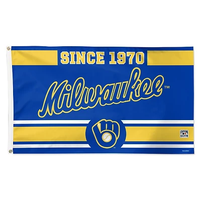 WinCraft Milwaukee Brewers 3' x 5' Single-Sided Franchise Establishment Deluxe Flag