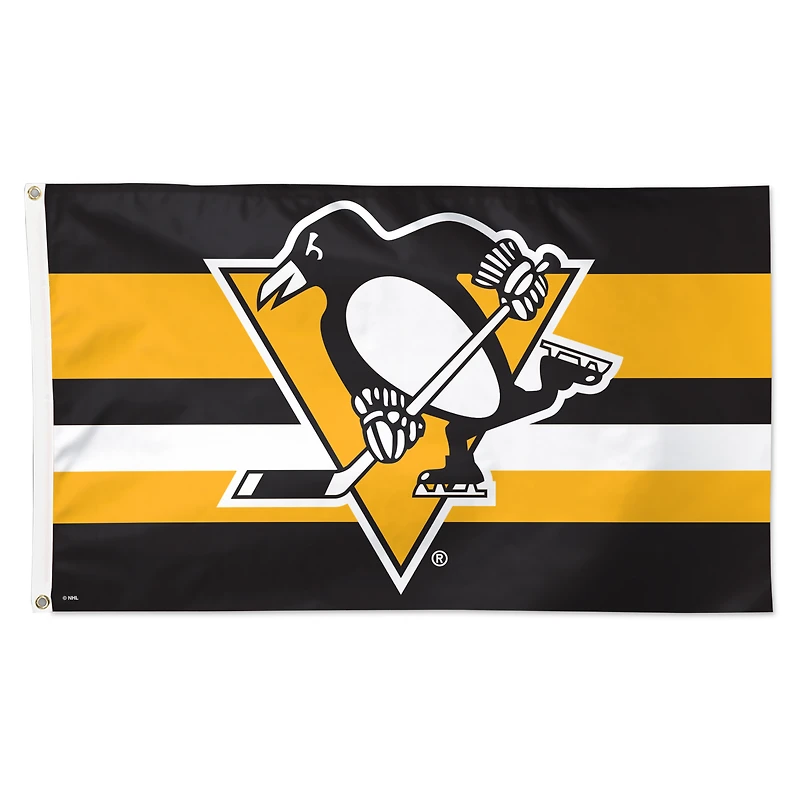 WinCraft Pittsburgh Penguins 3' x 5' Team Stripe Deluxe Single-Sided Flag