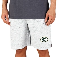 Men's Concepts Sport White/Charcoal Green Bay Packers Throttle Knit Jam Shorts
