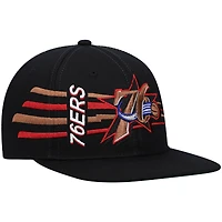 Men's Mitchell & Ness Black Philadelphia 76ers Hardwood Classics Retro Bolt Deadstock Snapback Hat