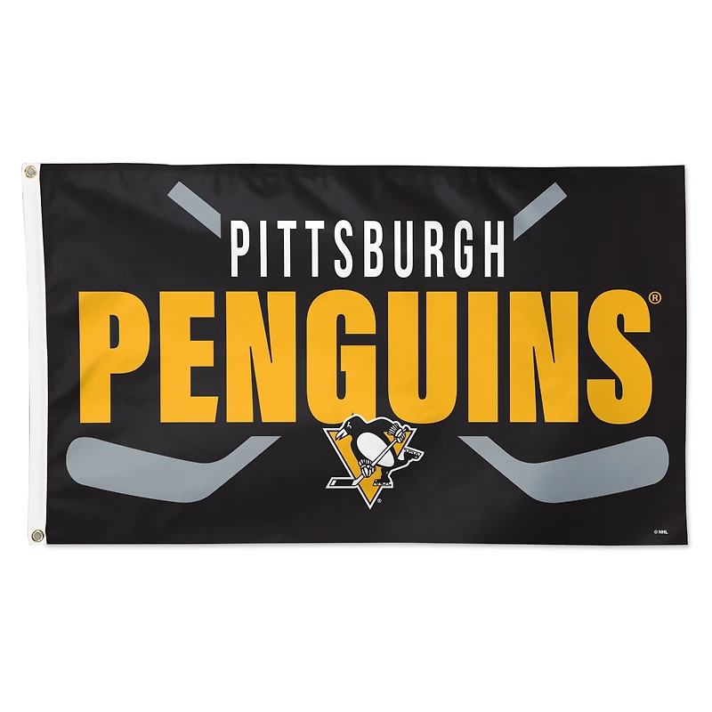 WinCraft Pittsburgh Penguins 3' x 5' Hockey Stick Deluxe Single-Sided Flag
