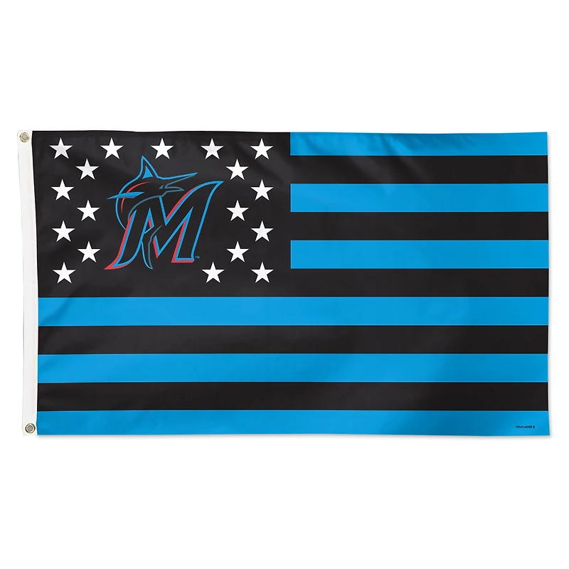 WinCraft Miami Marlins 3' x 5' Single-Sided Deluxe Patriotic Americana Flag