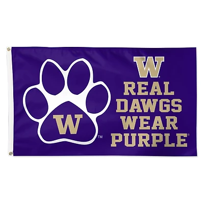 WinCraft Washington Huskies 3' x 5' Single-Sided Deluxe Mascot Flag