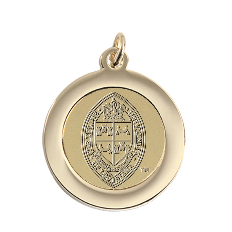 Gold Tulane Green Wave Logo Pendant