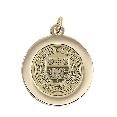Gold Wellesley Blue Logo Pendant