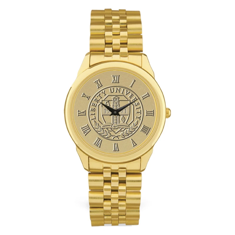 Gold Liberty Flames Team Medallion Rolled Link Bracelet Wristwatch