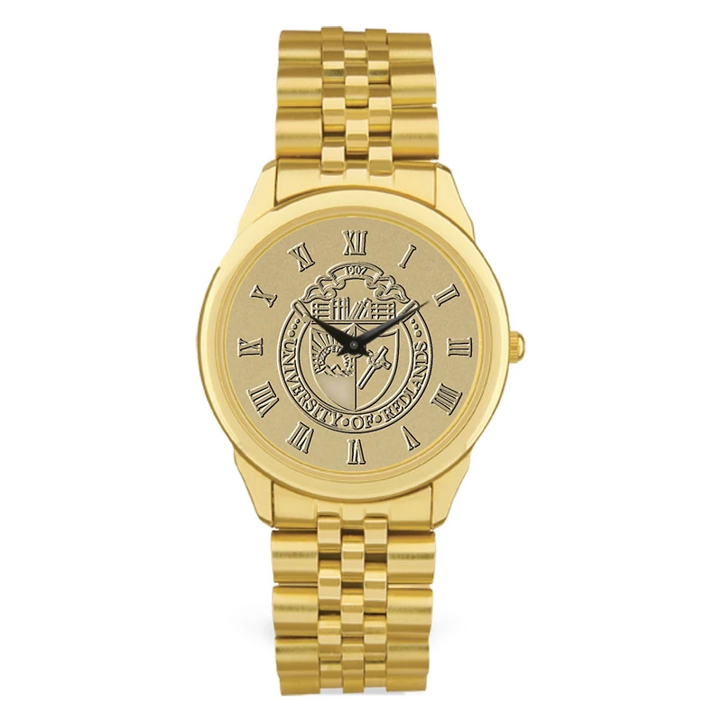 Gold University of Redlands Bulldogs Team Medallion Rolled Link Bracelet Wristwatch