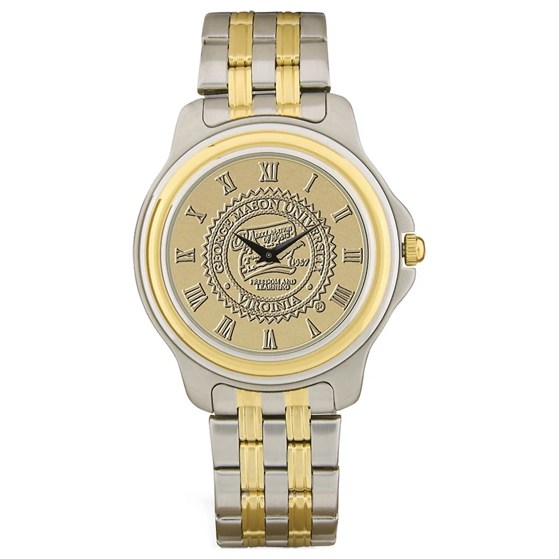 Gold/Silver George Mason Patriots Two-Tone Medallion Wristwatch