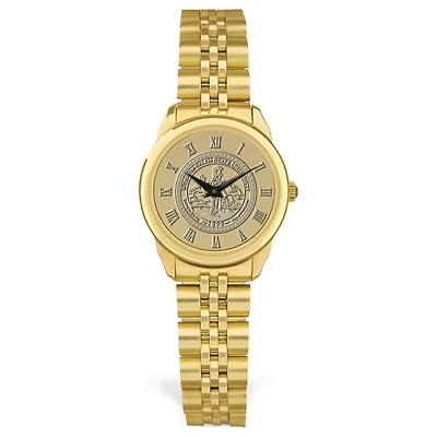 Women's Gold Winston-Salem State Rams Medallion Rolled Link Bracelet Wristwatch