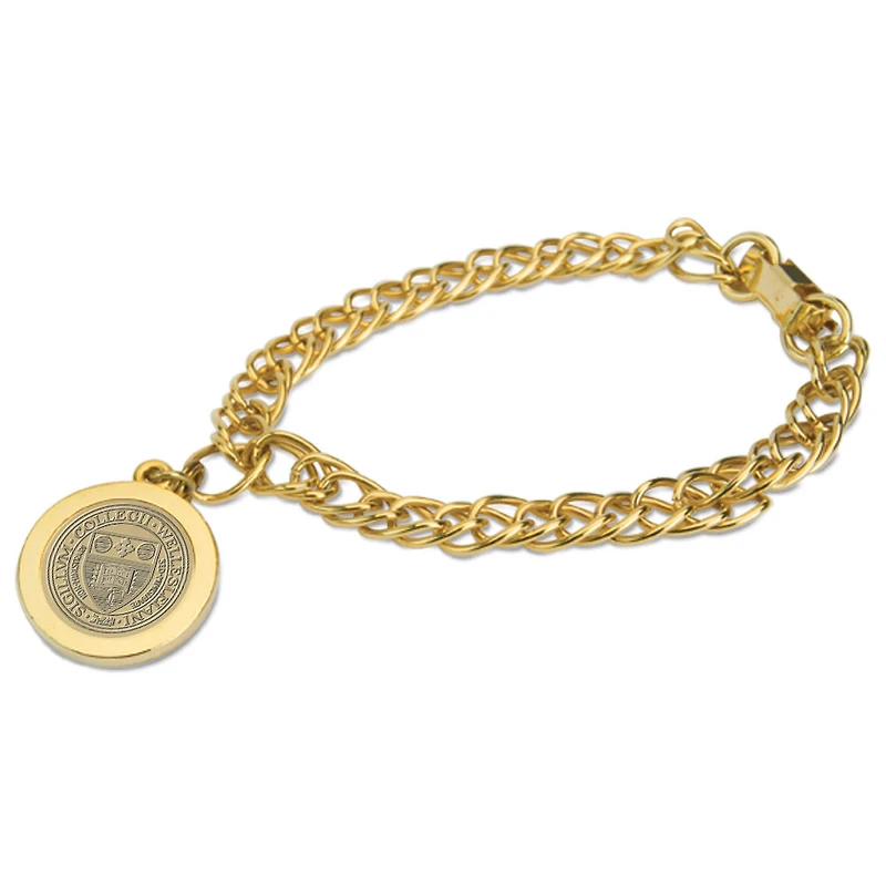 Women's Gold Wellesley Blue Charm Bracelet