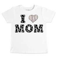 Toddler Tiny Turnip White Chicago White Sox Heart Mom T-Shirt