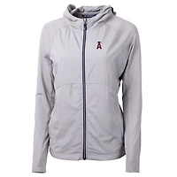 Women's Cutter & Buck Gray Los Angeles Angels Adapt Eco Knit Full-Zip Jacket