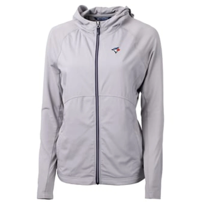 Women's Cutter & Buck Gray Toronto Blue Jays Adapt Eco Knit Full-Zip Jacket
