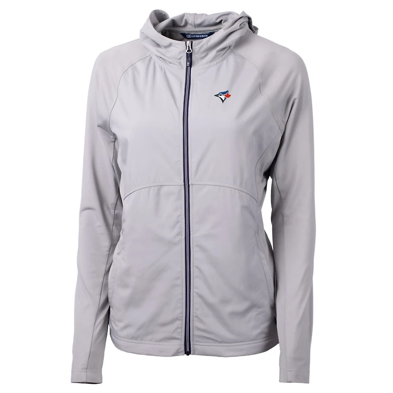 Women's Cutter & Buck Gray Toronto Blue Jays Adapt Eco Knit Full-Zip Jacket