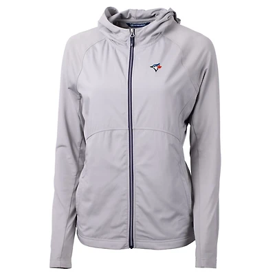 Women's Cutter & Buck Gray Toronto Blue Jays Adapt Eco Knit Full-Zip Jacket