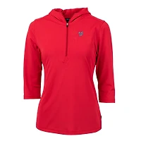 Women's Cutter & Buck Red Washington Nationals Virtue Eco Pique 3/4 Sleeve Half-Zip Pullover Hoodie