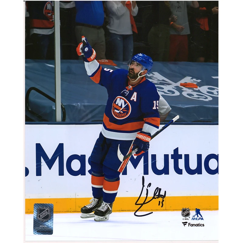 Cal Clutterbuck New York Islanders Autographed 8" x 10" Royal Jersey Celebration Photograph