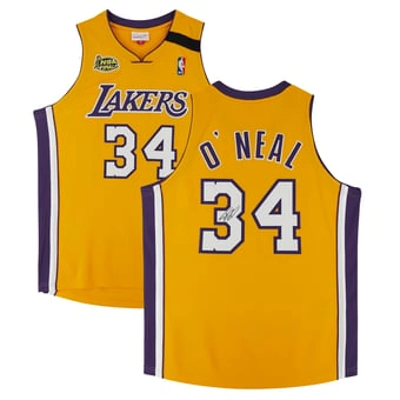 Shaquille O'Neal Los Angeles Lakers Autographed 2000 NBA Finals Patch Mitchell & Ness Authentic Jersey