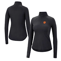 Women's Colosseum Black Clemson Tigers Core Quinn Raglan Quarter-Zip Top