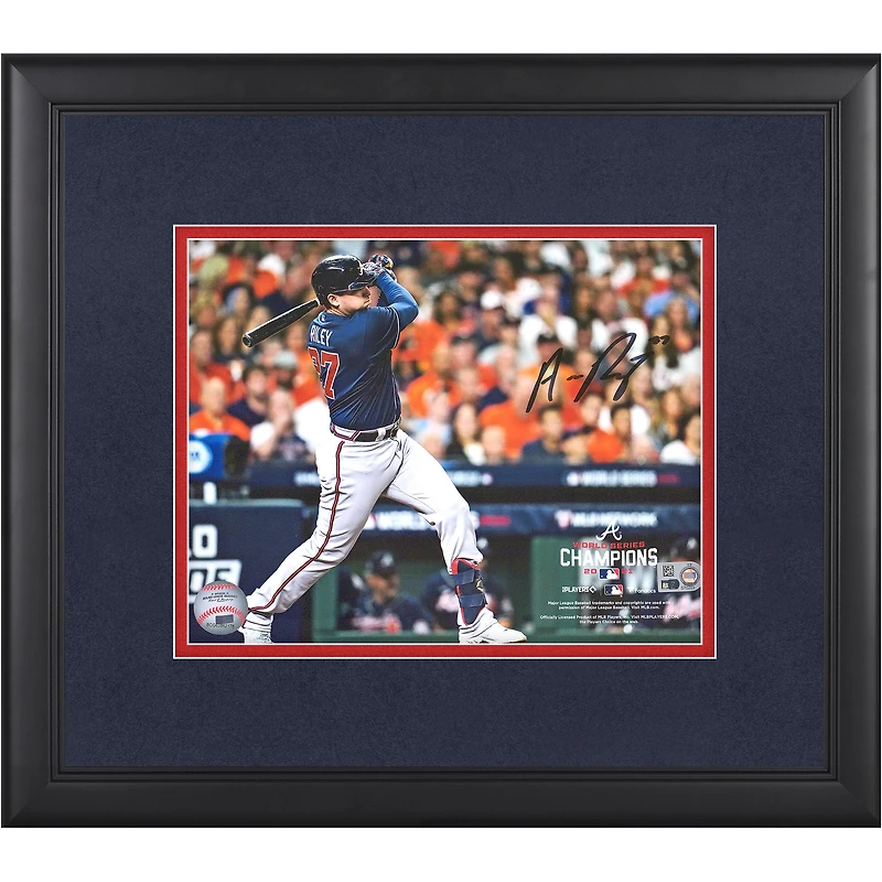 Austin Riley Atlanta Braves Autographed Framed 8" x 10" 2021 World Series Champions Hitting Photograph