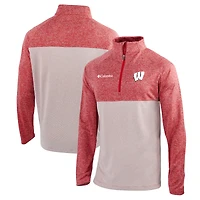 Men's Columbia Red Wisconsin Badgers Omni-Wick Rockin' It Quarter-Zip Pullover Jacket