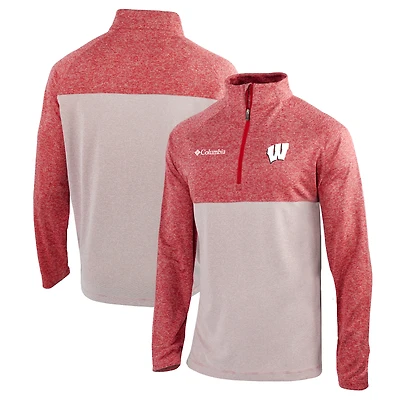 Men's Columbia Red Wisconsin Badgers Omni-Wick Rockin' It Quarter-Zip Pullover Jacket