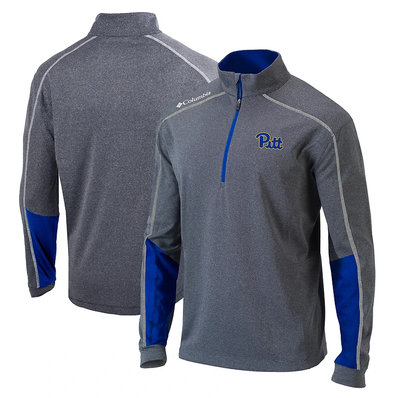 Men's Columbia Heathered Gray/Royal Pitt Panthers Omni-Wick Shotgun 2.0 Quarter-Zip Pullover Top