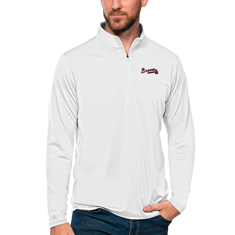Men's Antigua Atlanta Braves Tribute Quarter-Zip Pullover Top