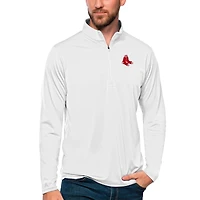 Men's Antigua White Boston Red Sox Tribute Quarter-Zip Pullover Top