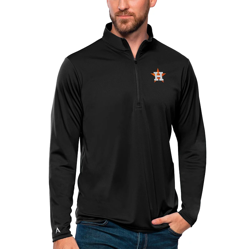 Men's Antigua Black Houston Astros Tribute Quarter-Zip Pullover Top