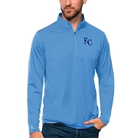 Men's Antigua Powder Blue Kansas City Royals Tribute Quarter-Zip Pullover Top