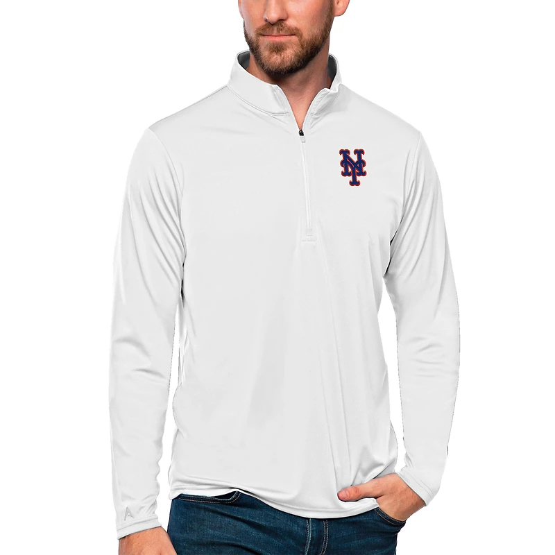 Men's Antigua New York Mets Tribute Quarter-Zip Pullover Top