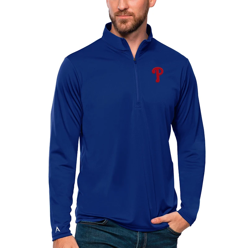 Men's Antigua Royal Philadelphia Phillies Tribute Quarter-Zip Pullover Top