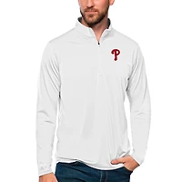 Men's Antigua White Philadelphia Phillies Tribute Quarter-Zip Pullover Top