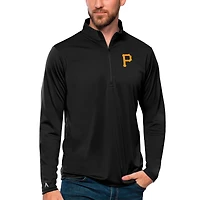 Men's Antigua Black Pittsburgh Pirates Tribute Quarter-Zip Pullover Top