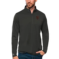 Men's Antigua Charcoal San Francisco Giants Tribute Quarter-Zip Pullover Top