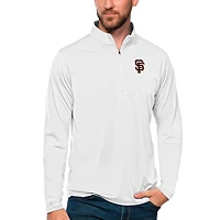 Men's Antigua White San Francisco Giants Tribute Quarter-Zip Pullover Top