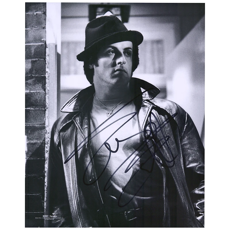 Sylvester Stallone Rocky Autographed 16'' x 20'' Black & White Standing in Doorway Photograph