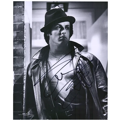 Sylvester Stallone Rocky Autographed 16'' x 20'' Black & White Standing in Doorway Photograph