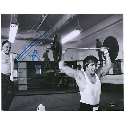 Sylvester Stallone Rocky II Autographed 16'' x 20'' Lifting Barbell Photograph