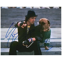 Sylvester Stallone Rocky III Autographed 16'' x 20'' With Butkus on Steps Photograph