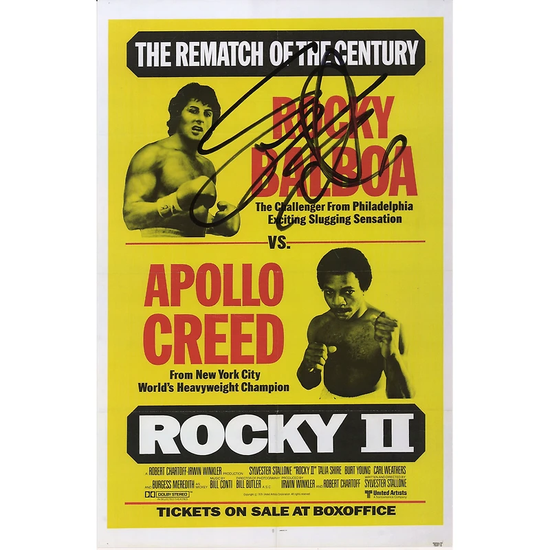 Sylvester Stallone Rocky II Autographed 12'' x 18'' Movie Poster