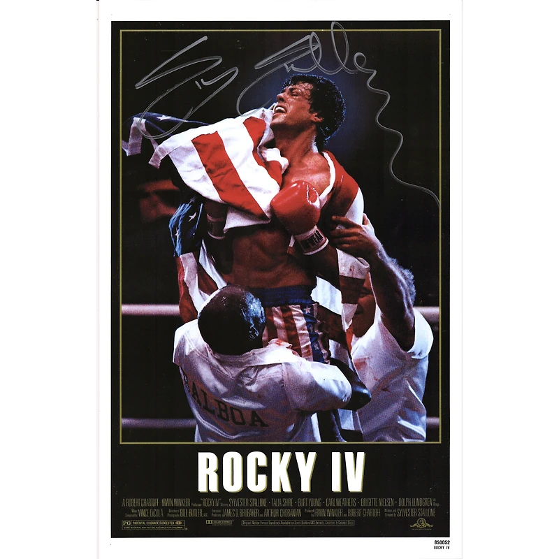 Sylvester Stallone Rocky IV Autographed 12'' x 18'' Movie Poster
