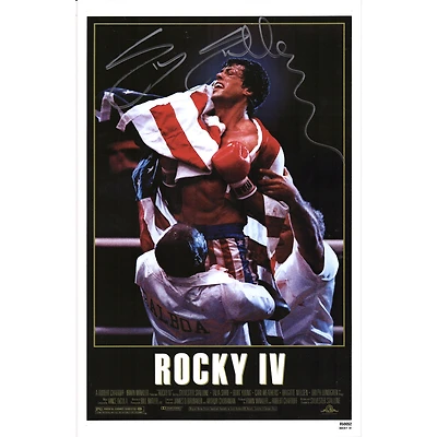 Sylvester Stallone Rocky IV Autographed 12'' x 18'' Movie Poster