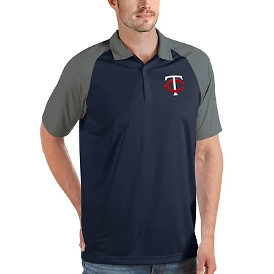 Men's Antigua Navy/Gray Minnesota Twins Nova Polo